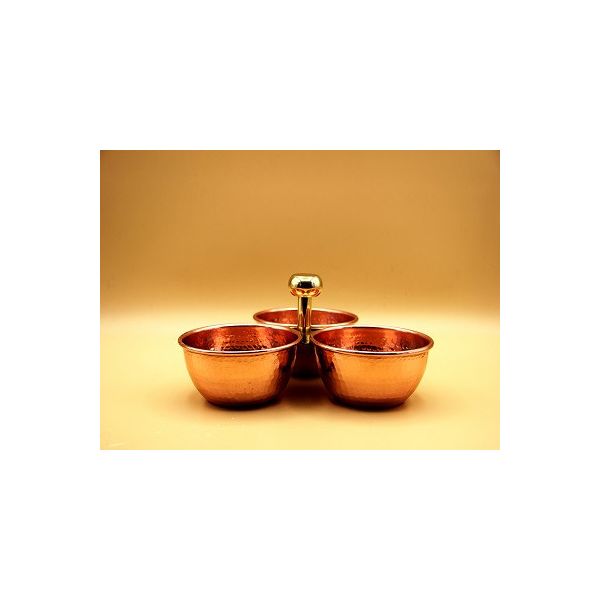 Porte fruits sec à 3 bols en cuivre martelé